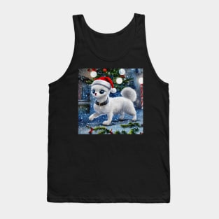 Christmas anime cat in snow Tank Top